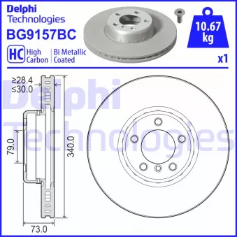 Jeu de 2 disques de frein avant DELPHI OEM 34116792223