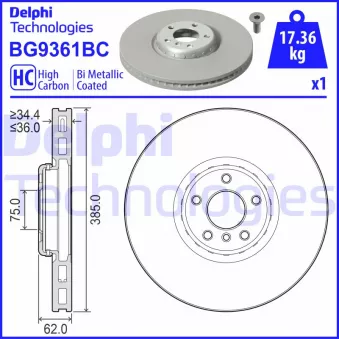 DELPHI BG9361BC - Disque de frein avant gauche