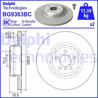 DELPHI BG9363BC - Jeu de 2 disques de frein arrière