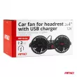 AMIO 03009 - Ventilateur de voiture pour appuie-tête avec chargeur USB 2x4