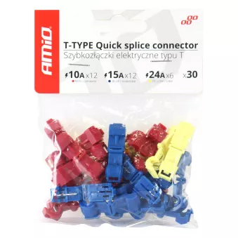 AMIO 02347 - Connecteur de connexion rapide de type T, mélange de 30 pièces