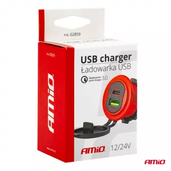 Chargeur de téléphone étanche USB+USB-C 12/24V MOD-09 AMIO 02859