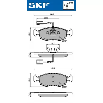 SKF VKBP 80146 E - Jeu de 4 plaquettes de frein avant