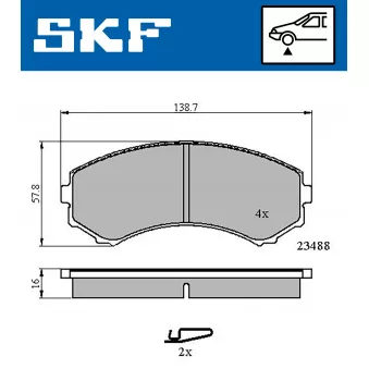 SKF VKBP 80252 A - Jeu de 4 plaquettes de frein avant