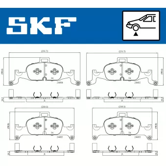 Jeu de 4 plaquettes de frein avant SKF VKBP 80277 pour AUDI A5 2.0 TFSI Mild Hybrid - 252cv