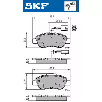 SKF VKBP 80313 E - Jeu de 4 plaquettes de frein avant
