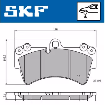 SKF VKBP 80370 - Jeu de 4 plaquettes de frein avant