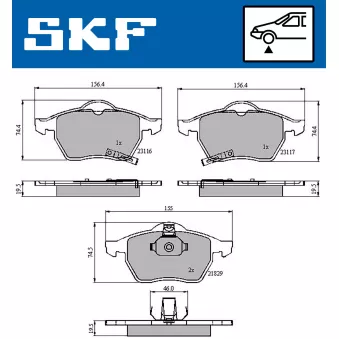 SKF VKBP 80424 A - Jeu de 4 plaquettes de frein avant