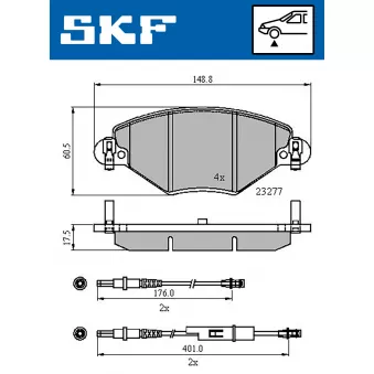 SKF VKBP 80463 E - Jeu de 4 plaquettes de frein avant