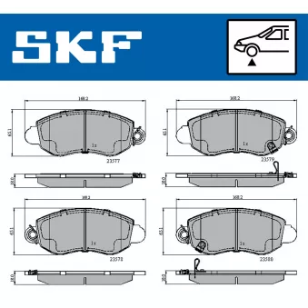 Jeu de 4 plaquettes de frein avant SKF VKBP 80489 A pour FORD TRANSIT 2.3 BiFuel - 143cv