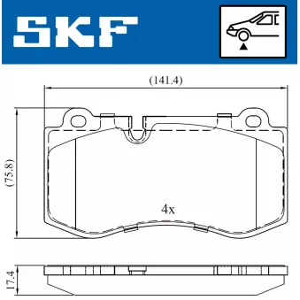 SKF VKBP 80549 - Jeu de 4 plaquettes de frein avant