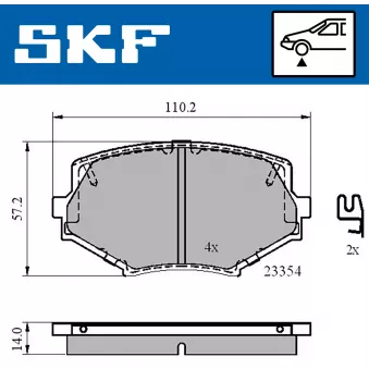 SKF VKBP 80564 A - Jeu de 4 plaquettes de frein avant
