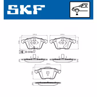 SKF VKBP 80586 E - Jeu de 4 plaquettes de frein avant