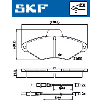 SKF VKBP 80601 E - Jeu de 4 plaquettes de frein avant