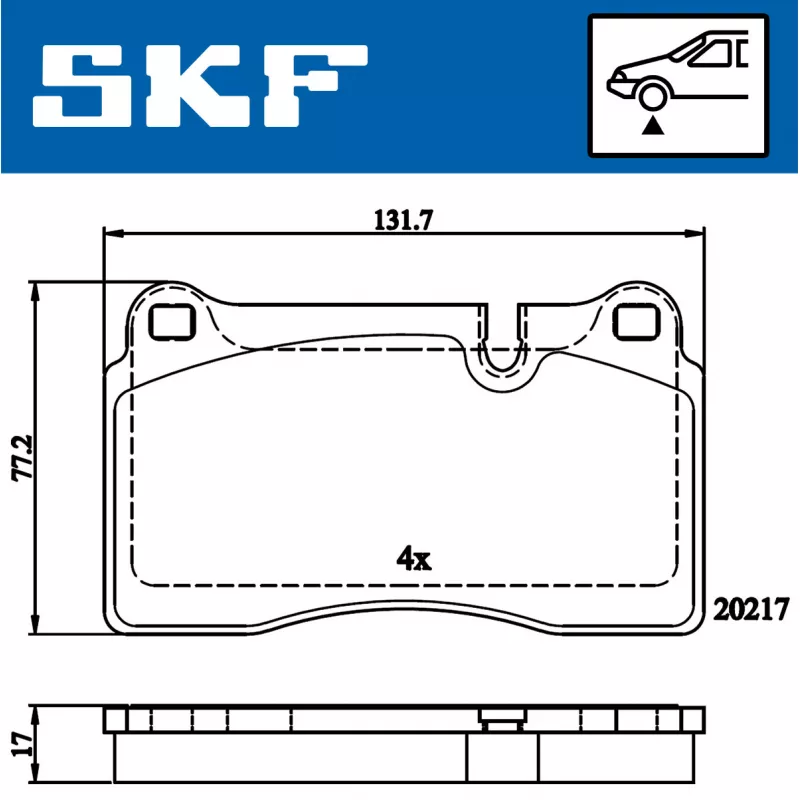 Jeu de 4 plaquettes de frein avant SKF VKBP 80609 - Visuel 1