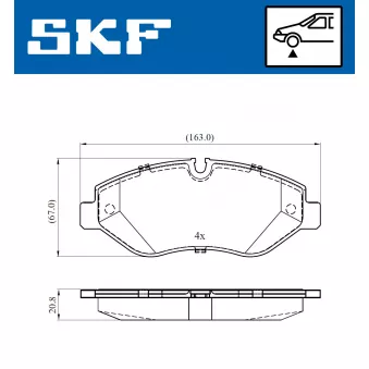 SKF VKBP 80633 E - Jeu de 4 plaquettes de frein avant