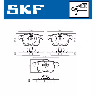 Jeu de 4 plaquettes de frein avant SKF VKBP 80674 pour OPEL VECTRA 3.0 V6 CDTI - 184cv