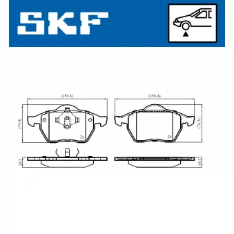 Jeu de 4 plaquettes de frein avant SKF VKBP 80731 pour VOLKSWAGEN PASSAT 1,8 T - 170cv