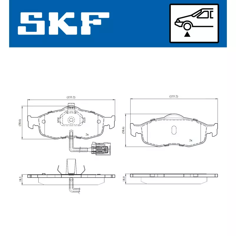 Jeu de 4 plaquettes de frein avant SKF VKBP 80778 E - Visuel 1