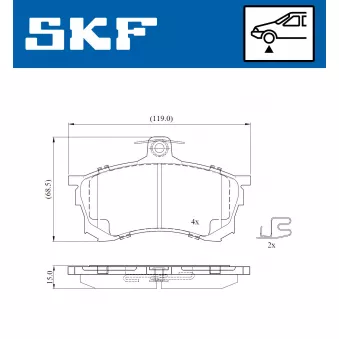 Jeu de 4 plaquettes de frein avant SKF VKBP 80780 E pour AUDI A6 2.0 - 107cv