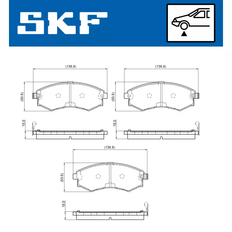 Jeu de 4 plaquettes de frein avant SKF VKBP 80827 A - Visuel 1