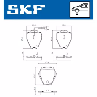 Jeu de 4 plaquettes de frein avant SKF VKBP 81047 E pour VOLKSWAGEN PASSAT 1,8 T - 170cv