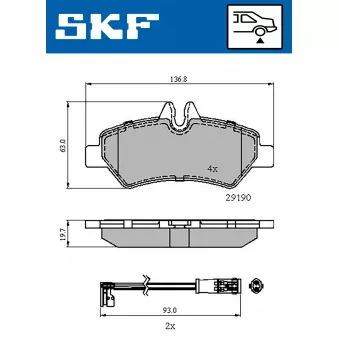 SKF VKBP 90071 E - Jeu de 4 plaquettes de frein avant
