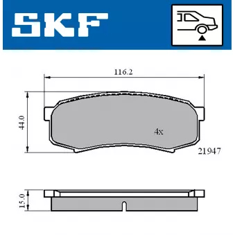 SKF VKBP 90136 - Jeu de 4 plaquettes de frein avant