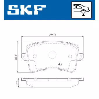 Jeu de 4 plaquettes de frein avant SKF VKBP 90150 pour AUDI Q5 3.2 FSI quattro - 271cv