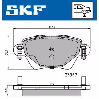 Jeu de 4 plaquettes de frein avant SKF VKBP 90170 pour FORD MONDEO 2.5 V6 - 170cv