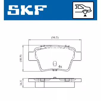Jeu de 4 plaquettes de frein avant SKF VKBP 90172 pour PEUGEOT 307 1.6 Flex - 113cv