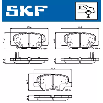 SKF VKBP 90253 A - Jeu de 4 plaquettes de frein avant