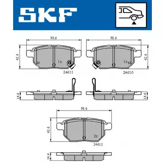 SKF VKBP 90282 A - Jeu de 4 plaquettes de frein avant