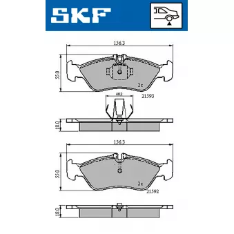 SKF VKBP 90362 - Jeu de 4 plaquettes de frein avant