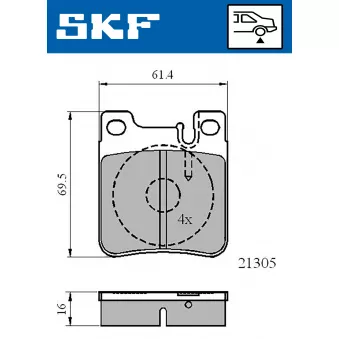 Jeu de 4 plaquettes de frein avant SKF VKBP 90502 pour MERCEDES-BENZ CLASSE C C 32 AMG Kompressor - 354cv