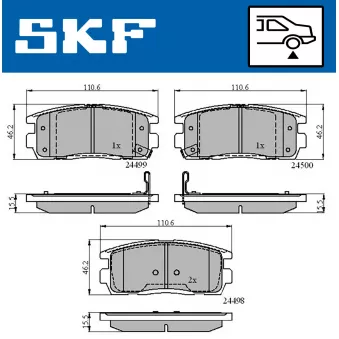 SKF VKBP 90556 A - Jeu de 4 plaquettes de frein avant