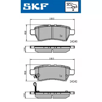 SKF VKBP 90597 A - Jeu de 4 plaquettes de frein avant