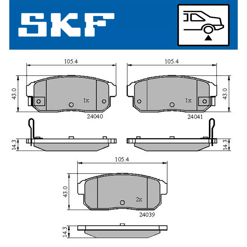 Jeu de 4 plaquettes de frein arrière SKF VKBP 90620 A - Visuel 1