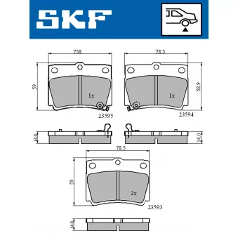 SKF VKBP 90640 A - Jeu de 4 plaquettes de frein avant