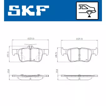 Jeu de 4 plaquettes de frein avant SKF VKBP 90708 pour FORD MONDEO 1.0 EcoBoost - 125cv