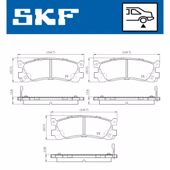 SKF VKBP 90902 A - Jeu de 4 plaquettes de frein avant