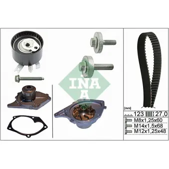 Pompe à eau + kit de courroie de distribution INA OEM 8200508612