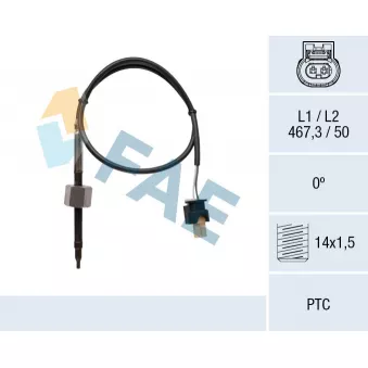 Capteur, température des gaz FAE 68071 pour MERCEDES-BENZ SPRINTER 316 CDI Traction intégrale - 163cv