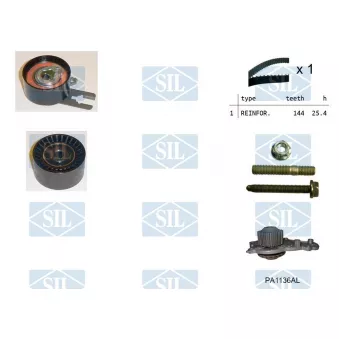 Saleri SIL K1PA1136AL - Pompe à eau + kit de courroie de distribution