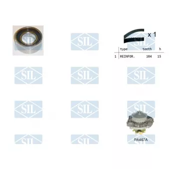 Pompe à eau + kit de courroie de distribution Saleri SIL K1PA467A