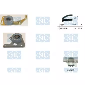 Pompe à eau + kit de courroie de distribution Saleri SIL K1PA649P