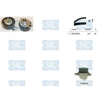 Pompe à eau + kit de courroie de distribution Saleri SIL K2PA846A