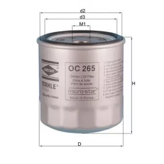 Filtre à huile KNECHT OC 265 pour ISUZU N NHR 150 - 91cv