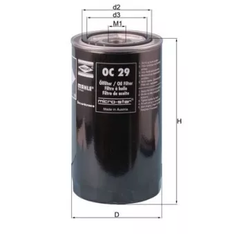 Filtre à huile KNECHT OC 29 pour VOLVO F80 F 89/330 - 330cv