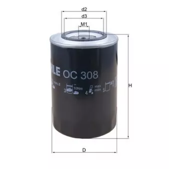 Filtre à huile KNECHT OC 308 pour MAN TGX 18,360 - 360cv